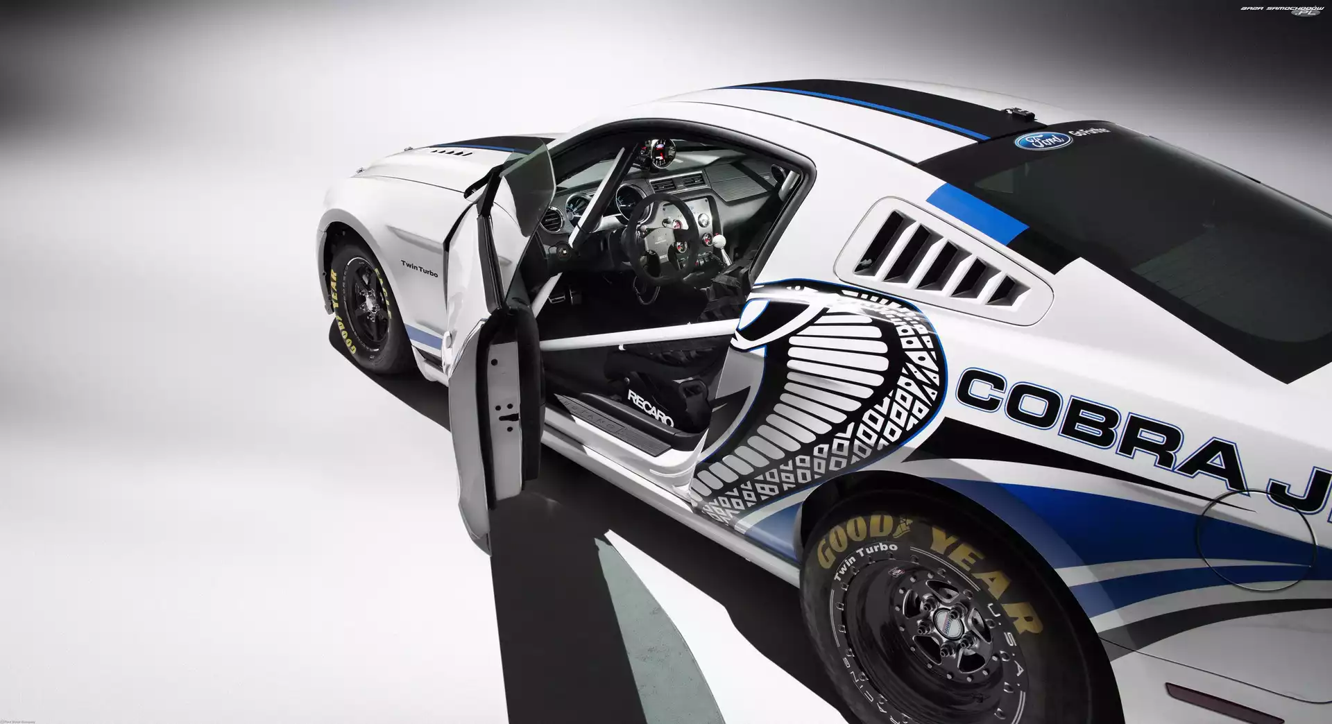 drzwi, otwarte, Ford Mustang, biały, Cobra Jet